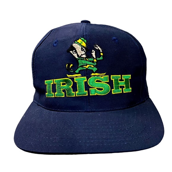 Vtg 90s NOTRE DAME IRISH Twins Enterprise Snapback Hat BIG LOGO - Picture 1 of 8
